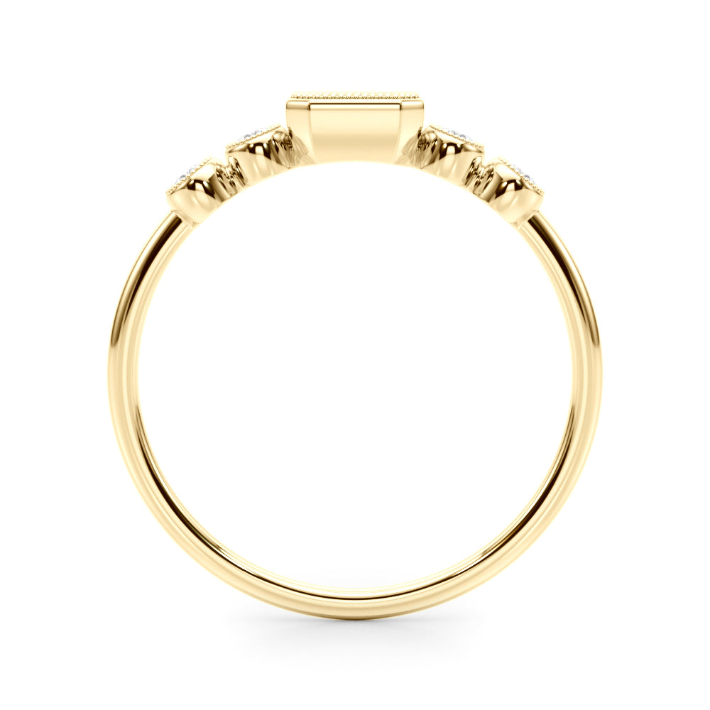 14K Yellow Gold Lab Grown Diamond 5 Stone Fashion Ring With Emerald Cut Center With 0.32 TCW Diamond (Lab Grown VS-SI1, E/F/G)