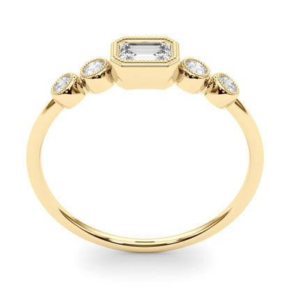 14K Yellow Gold Lab Grown Diamond 5 Stone Fashion Ring With Emerald Cut Center With 0.32 TCW Diamond (Lab Grown VS-SI1, E/F/G)