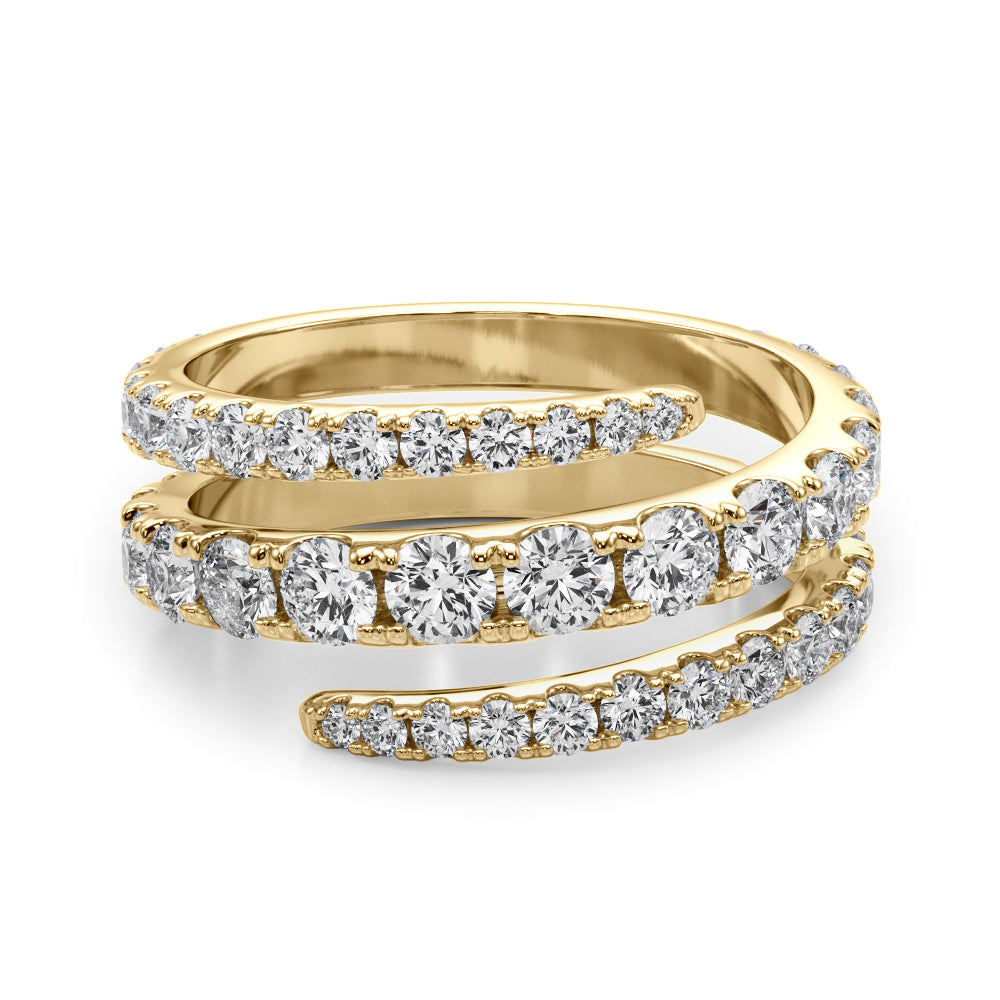 14K Yellow Gold Lab Grown Diamond Split Shank Swirl Band With 0.04 TCW Diamond (Lab Grown VS-SI1, E/F/G)