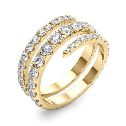 14K Yellow Gold Lab Grown Diamond Split Shank Swirl Band With 0.04 TCW Diamond (Lab Grown VS-SI1, E/F/G)