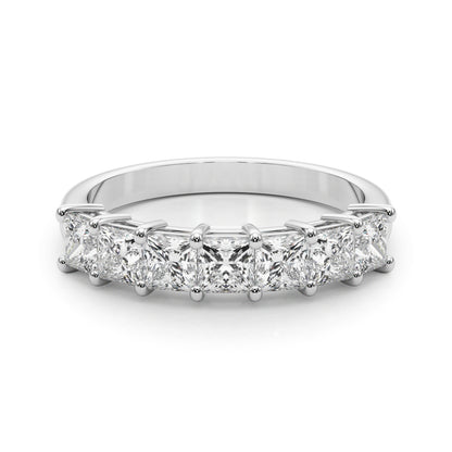 14K White Gold Lab Grown Diamond 7 Stone Band Princess Cut With 1.82 TCW Diamond (Lab Grown VS-SI1, E/F/G)