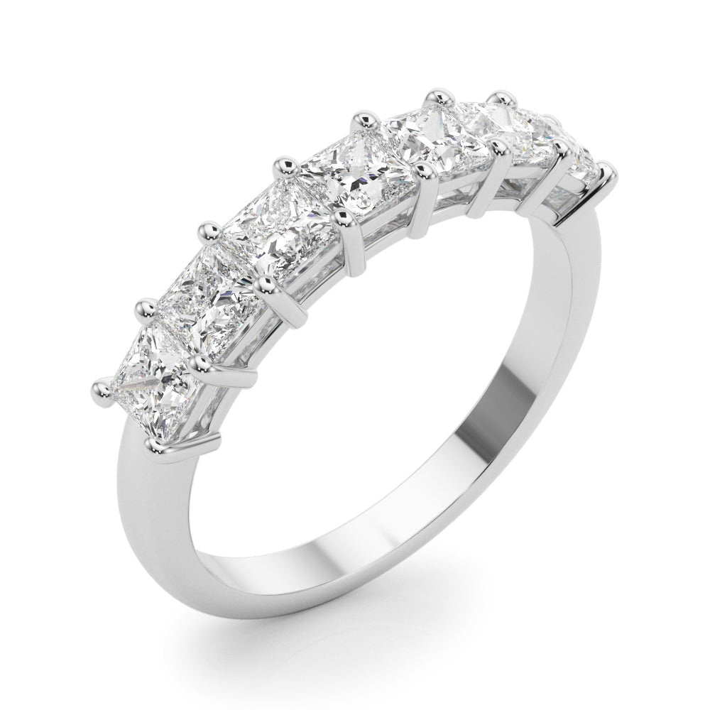 14K White Gold Lab Grown Diamond 7 Stone Band Princess Cut With 1.82 TCW Diamond (Lab Grown VS-SI1, E/F/G)