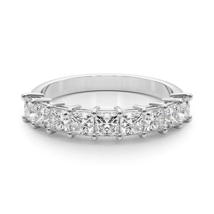 14K White Gold Lab Grown Diamond 9 Stone Band Princess Cut With 0.90 TCW Diamond (Lab Grown VS-SI1, E/F/G)