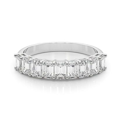 14K White Gold Lab Grown Diamond 9 Stone Band Emerald Cut With 1.80 TCW Diamond (Lab Grown VS-SI1, E/F/G)