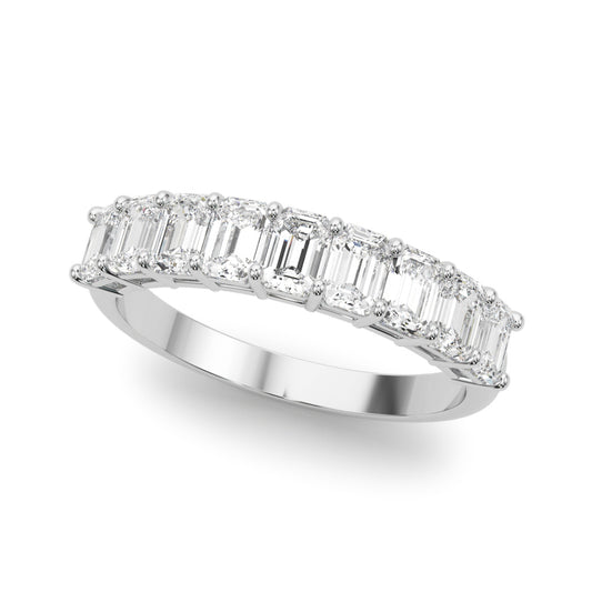 14K White Gold Lab Grown Diamond 9 Stone Band Emerald Cut With 1.80 TCW Diamond (Lab Grown VS-SI1, E/F/G)