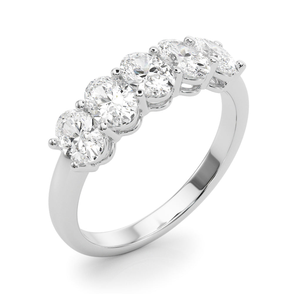 14K White Gold Lab Grown Diamond 5 Stone Band Oval With 1.65 TCW Diamond (Lab Grown VS-SI1, E/F/G)