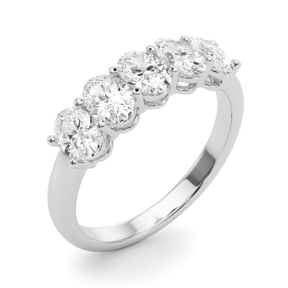 14K White Gold Lab Grown Diamond 5 Stone Band Oval With 1.65 TCW Diamond (Lab Grown VS-SI1, E/F/G)