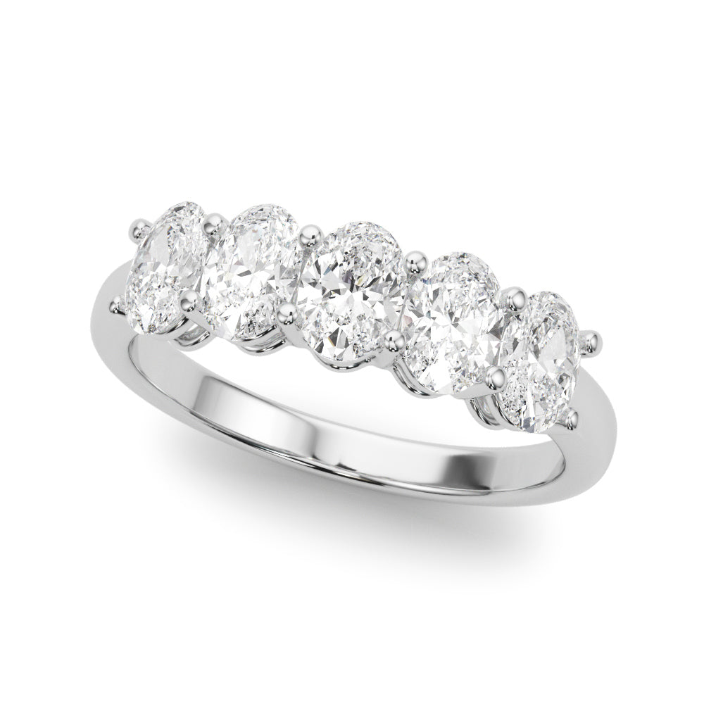 14K White Gold Lab Grown Diamond 5 Stone Band Oval With 1.65 TCW Diamond (Lab Grown VS-SI1, E/F/G)