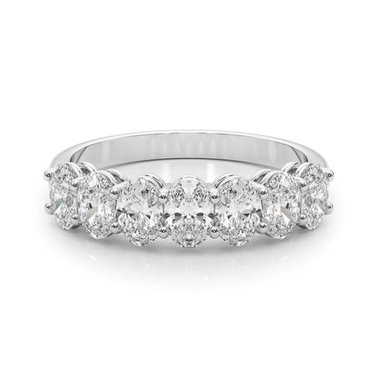 14K White Gold Lab Grown Diamond 7 Stone Band Oval With 2.10 TCW Diamond (Lab Grown VS-SI1, E/F/G)