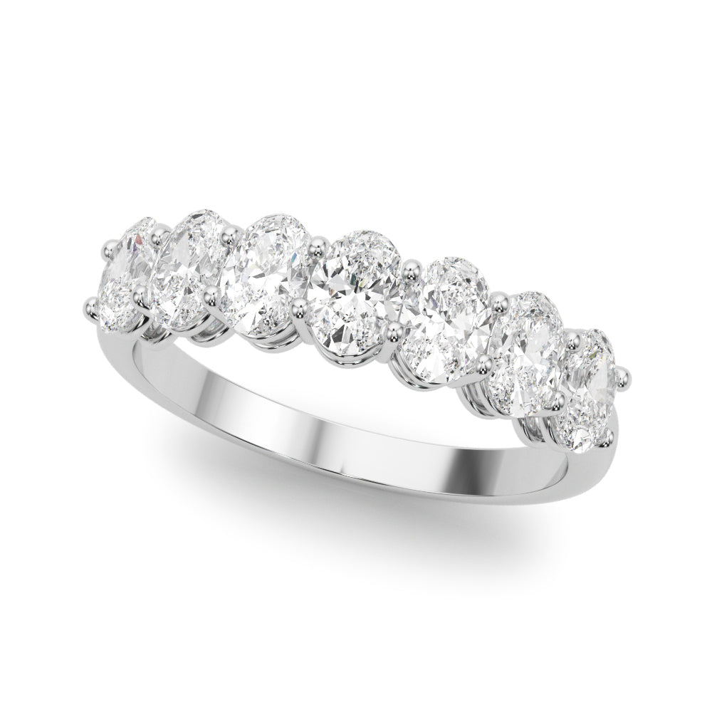 14K White Gold Lab Grown Diamond 7 Stone Band Oval With 2.10 TCW Diamond (Lab Grown VS-SI1, E/F/G)