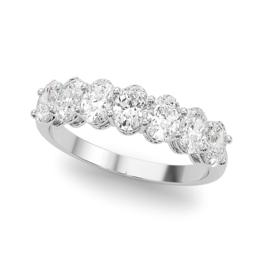 14K White Gold Lab Grown Diamond 7 Stone Band Oval With 2.10 TCW Diamond (Lab Grown VS-SI1, E/F/G)