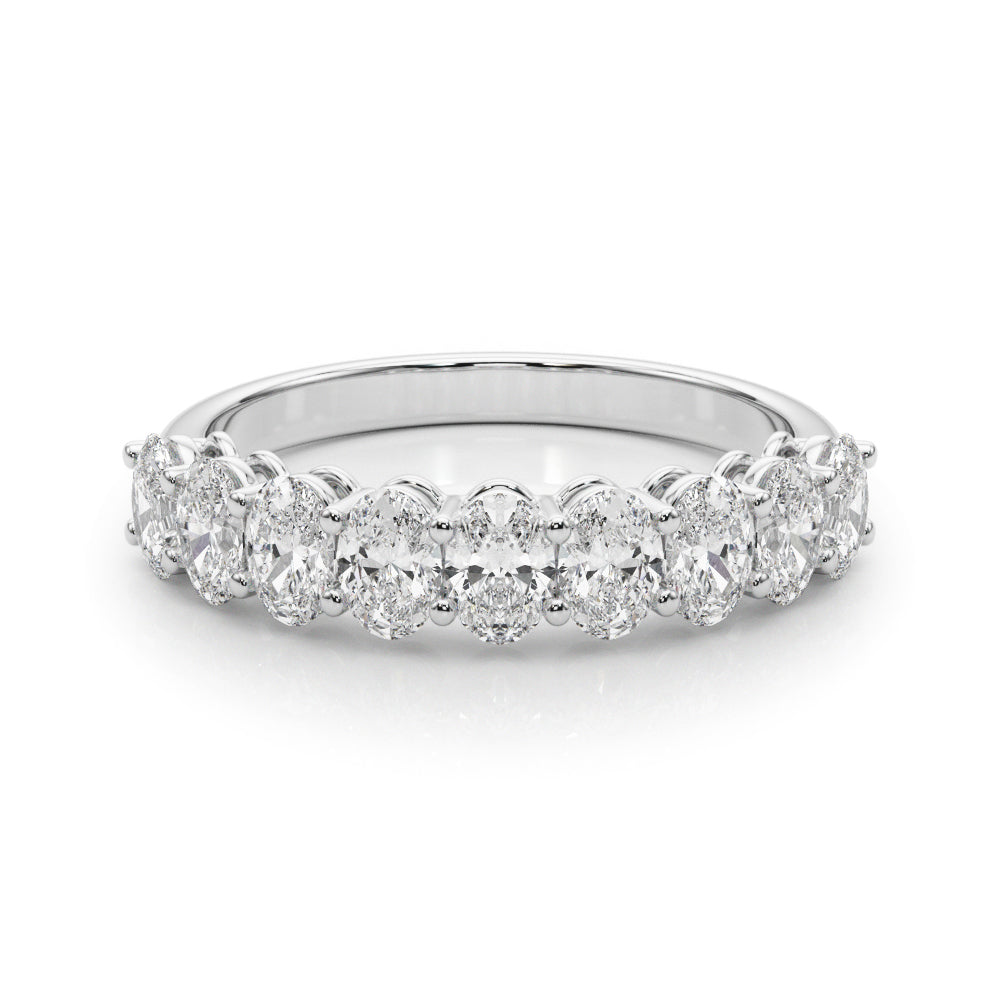 14K White Gold Lab Grown Diamond 9 Stone Band Oval With 1.80 TCW Diamond (Lab Grown VS-SI1, E/F/G)