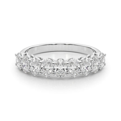 14K White Gold Lab Grown Diamond 9 Stone Band Oval With 1.80 TCW Diamond (Lab Grown VS-SI1, E/F/G)