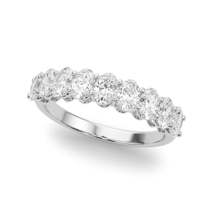 14K White Gold Lab Grown Diamond 9 Stone Band Oval With 1.80 TCW Diamond (Lab Grown VS-SI1, E/F/G)