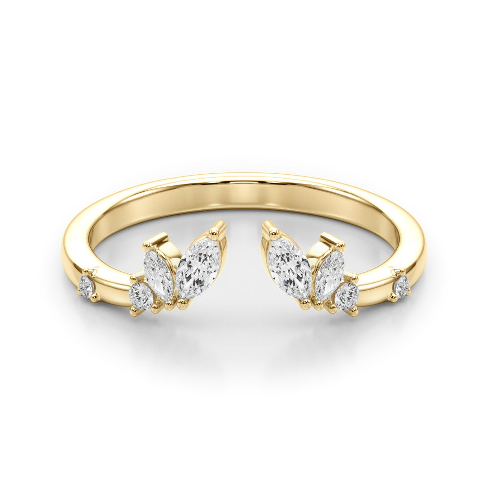 14K Yellow Gold Lab Grown Diamond Fashion Ring Marquise & Round With 0.11 TCW Diamond (Lab Grown VS-SI1, E/F/G)