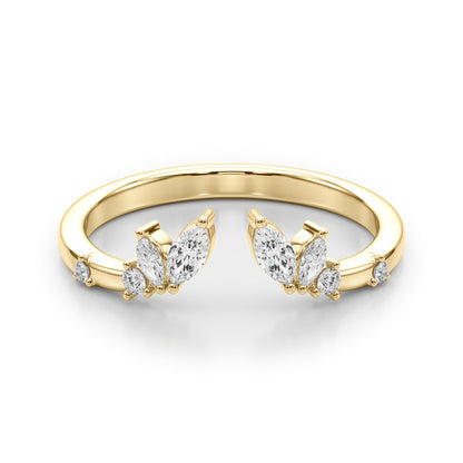 14K Yellow Gold Lab Grown Diamond Fashion Ring Marquise & Round With 0.11 TCW Diamond (Lab Grown VS-SI1, E/F/G)
