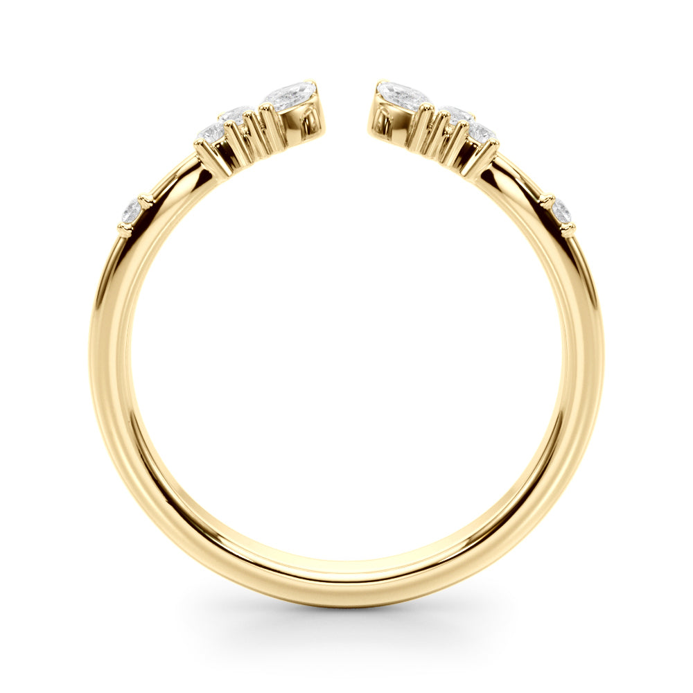 14K Yellow Gold Lab Grown Diamond Fashion Ring Marquise & Round With 0.11 TCW Diamond (Lab Grown VS-SI1, E/F/G)