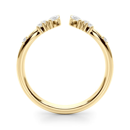 14K Yellow Gold Lab Grown Diamond Fashion Ring Marquise & Round With 0.11 TCW Diamond (Lab Grown VS-SI1, E/F/G)