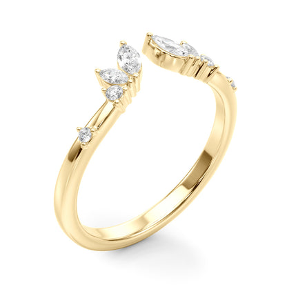 14K Yellow Gold Lab Grown Diamond Fashion Ring Marquise & Round With 0.11 TCW Diamond (Lab Grown VS-SI1, E/F/G)
