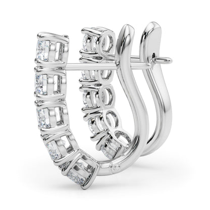 14K White Gold Lab Grown Diamond Earrings Omega Backs With 2 TCW Diamond (Lab Grown VS-SI1, E/F/G)