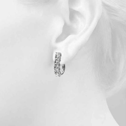 14K White Gold Lab Grown Diamond Earrings Omega Backs With 2 TCW Diamond (Lab Grown VS-SI1, E/F/G)