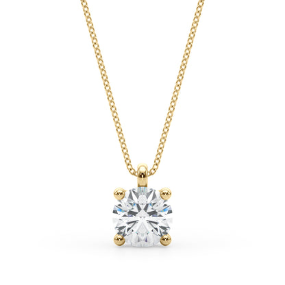 14K Yellow Gold Round Solitaire Pendant With 1 TCW Diamond (Lab Grown VS-SI1, E/F/G)