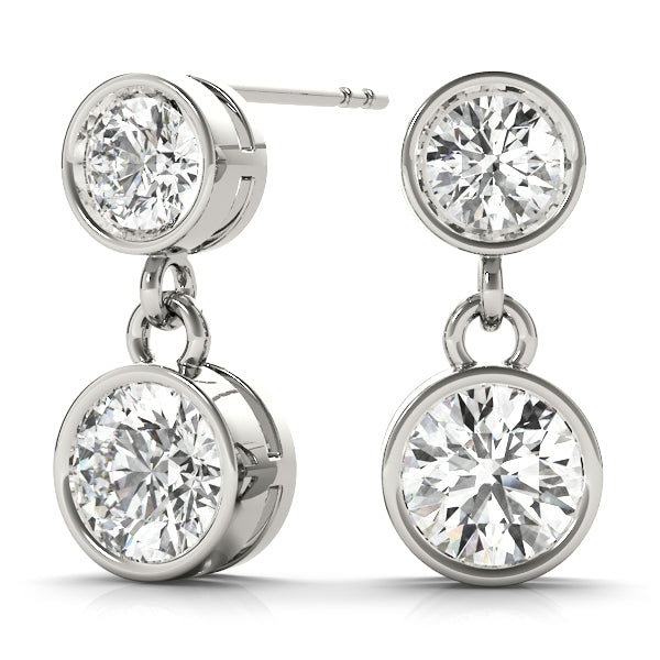 14K White Gold Earrings Single Stone With 0.50 TCW Diamond (Lab Grown VS-SI1, E/F/G)
