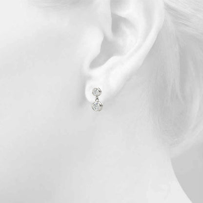 14K White Gold Earrings Single Stone With 0.50 TCW Diamond (Lab Grown VS-SI1, E/F/G)