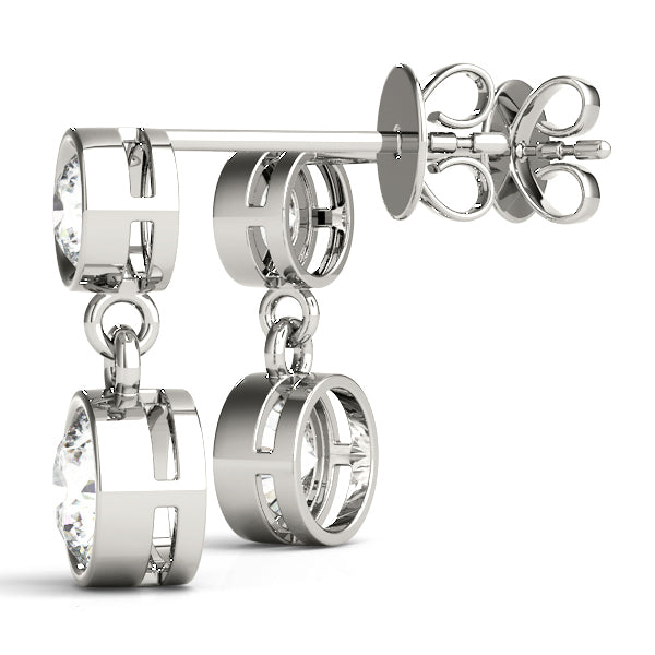 14K White Gold Earrings Single Stone With 0.50 TCW Diamond (Lab Grown VS-SI1, E/F/G)