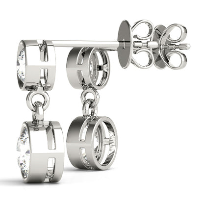 14K White Gold Earrings Single Stone With 0.50 TCW Diamond (Lab Grown VS-SI1, E/F/G)