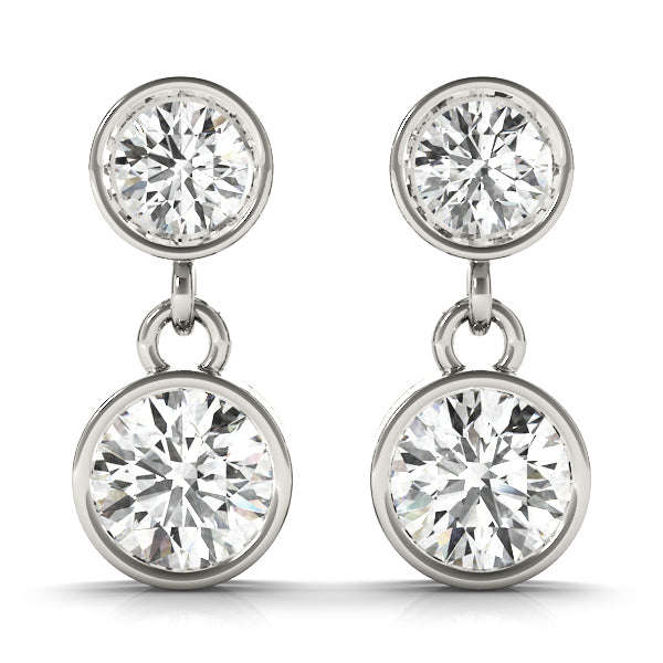 14K White Gold Earrings Single Stone With 0.50 TCW Diamond (Lab Grown VS-SI1, E/F/G)