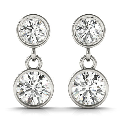14K White Gold Earrings Single Stone With 0.50 TCW Diamond (Lab Grown VS-SI1, E/F/G)