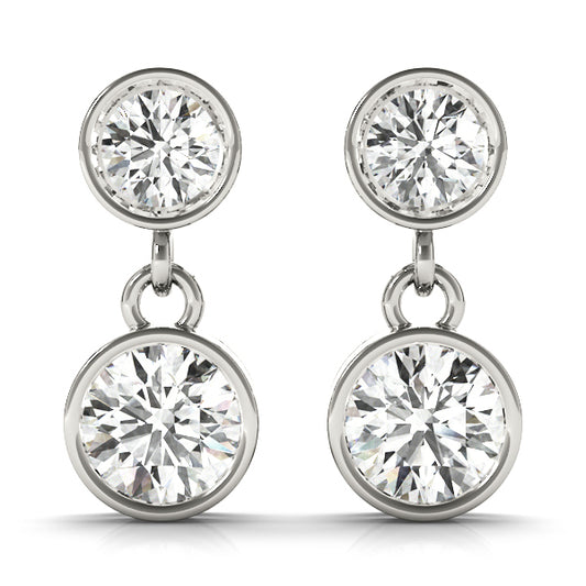 14K White Gold Earrings Single Stone With 0.50 TCW Diamond (Lab Grown VS-SI1, E/F/G)