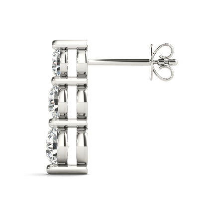 14K White Gold Earrings 3 Stone With 0.50 TCW Diamond (Lab Grown VS-SI1, E/F/G)