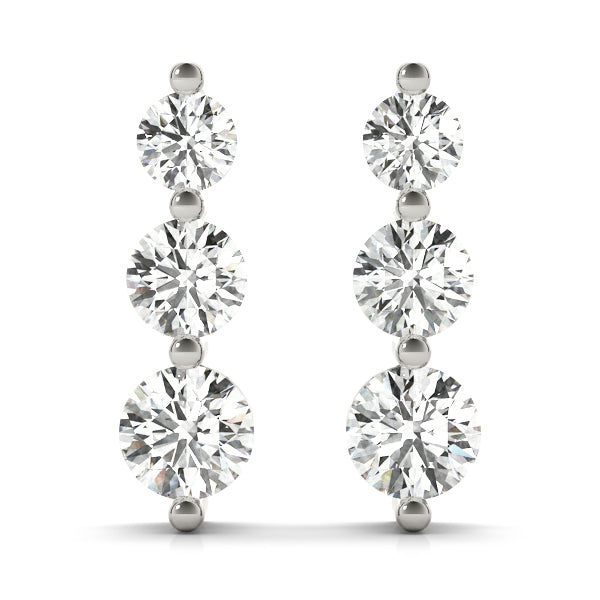14K White Gold Earrings 3 Stone With 0.50 TCW Diamond (Lab Grown VS-SI1, E/F/G)