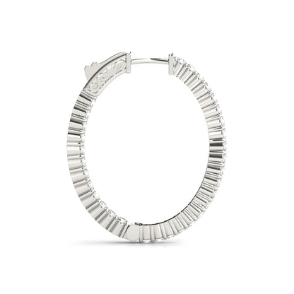 14K White Gold 1.25 Inch 2 Prong Oval Hoop With 2.61 TCW Diamond (Lab Grown VS-SI1, E/F/G)
