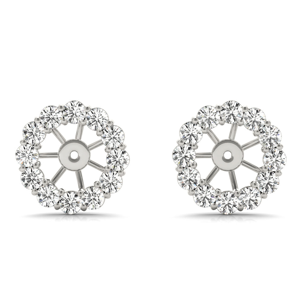 14K White Gold Earring Jacket For .75 Ct Center With 0.55 TCW Diamond (Lab Grown VS-SI1, E/F/G)