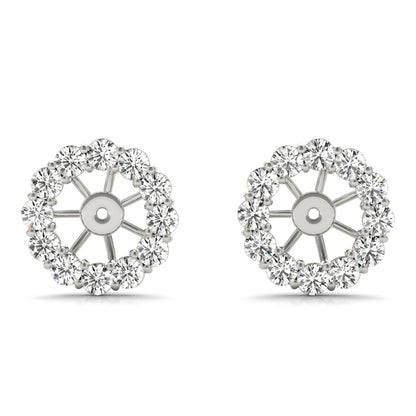 14K White Gold Earring Jacket For .75 Ct Center With 0.55 TCW Diamond (Lab Grown VS-SI1, E/F/G)