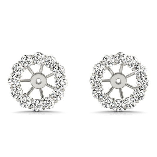 14K White Gold Earring Jacket For .75 Ct Center With 0.55 TCW Diamond (Lab Grown VS-SI1, E/F/G)