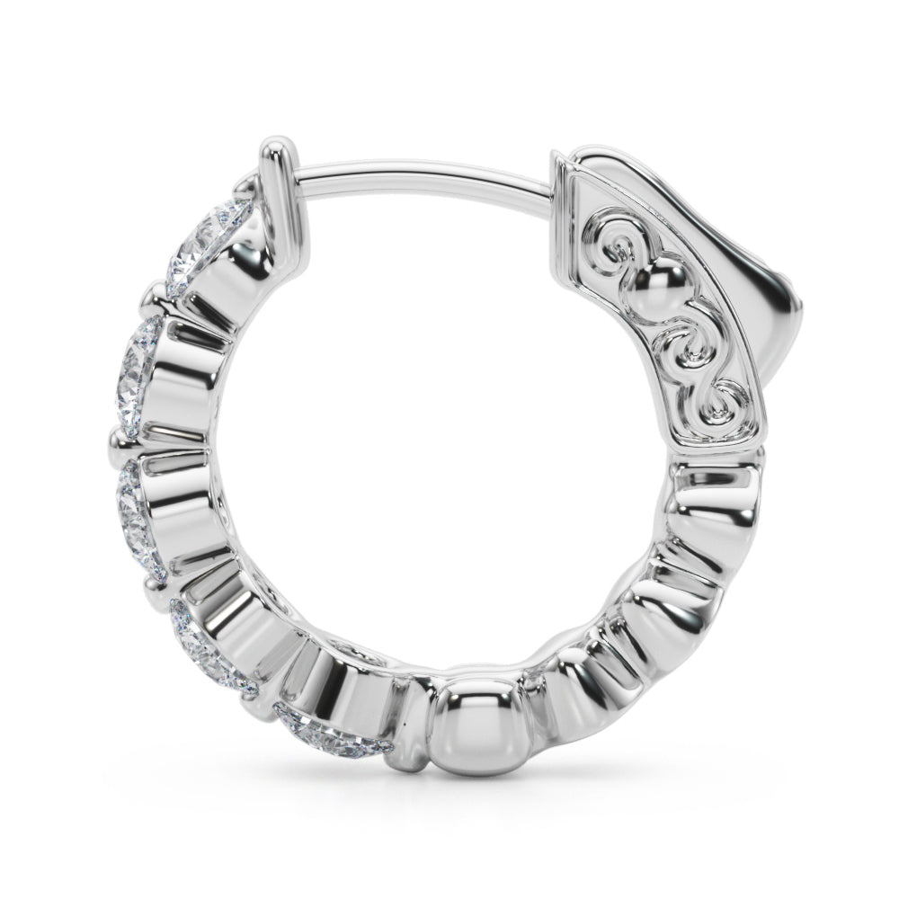 14K White Gold Single Row Vault Lock Hoops With 0.50 TCW Diamond (Lab Grown VS-SI1, E/F/G)