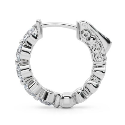 14K White Gold Single Row Vault Lock Hoops With 0.50 TCW Diamond (Lab Grown VS-SI1, E/F/G)