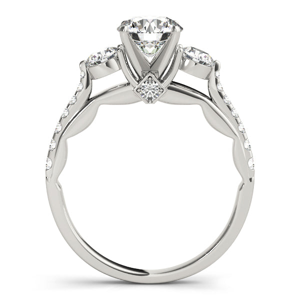 14K White Gold Engagement Rings 3 Stone Round With 0.45 TCW Diamond (Lab Grown VS-SI1, E/F/G)