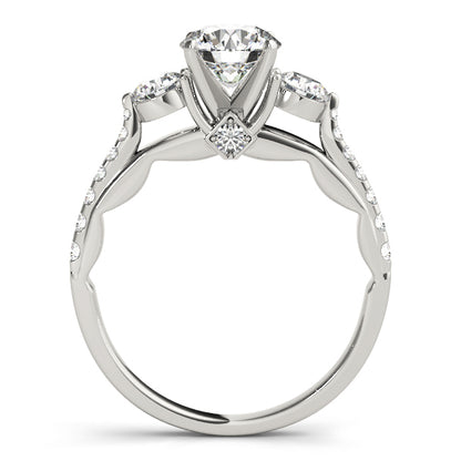 14K White Gold Engagement Rings 3 Stone Round With 0.45 TCW Diamond (Lab Grown VS-SI1, E/F/G)