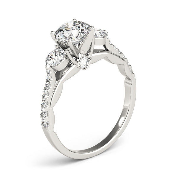 14K White Gold Engagement Rings 3 Stone Round With 0.45 TCW Diamond (Lab Grown VS-SI1, E/F/G)