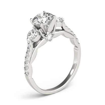 14K White Gold Engagement Rings 3 Stone Round With 0.45 TCW Diamond (Lab Grown VS-SI1, E/F/G)