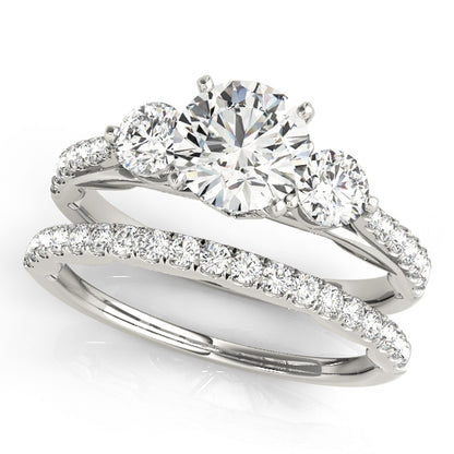 14K White Gold Engagement Rings 3 Stone Round With 0.45 TCW Diamond (Lab Grown VS-SI1, E/F/G)