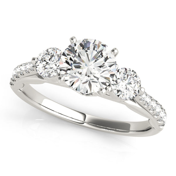 14K White Gold Engagement Rings 3 Stone Round With 0.45 TCW Diamond (Lab Grown VS-SI1, E/F/G)