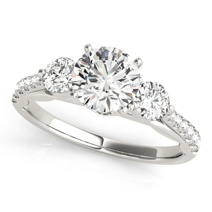 14K White Gold Engagement Rings 3 Stone Round With 0.45 TCW Diamond (Lab Grown VS-SI1, E/F/G)