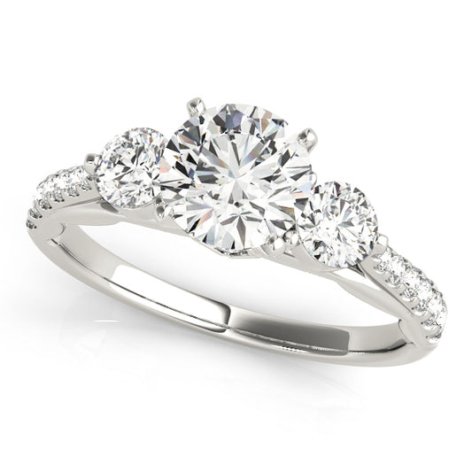 14K White Gold Engagement Rings 3 Stone Round With 0.45 TCW Diamond (Lab Grown VS-SI1, E/F/G)