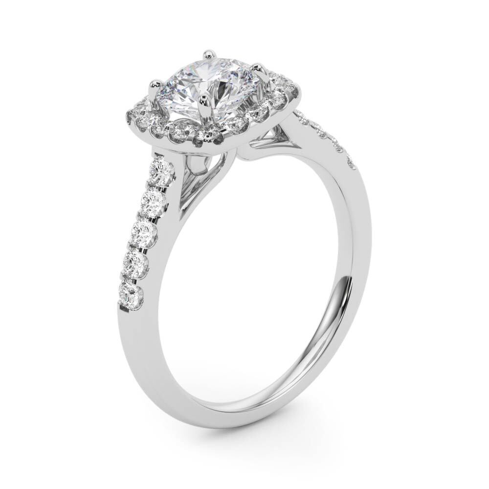 14K White Gold Engagement Rings Halo Round With 2.07 TCW Diamond (Lab Grown VS-SI1, E/F/G)